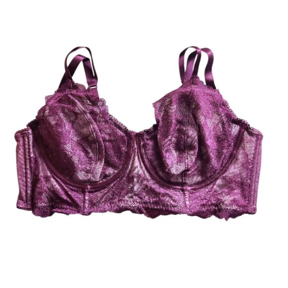 Torrid Plum Caspia Dot Lace Longline Underwire Bra Plussize 1X NWT - Picture 4 of 8